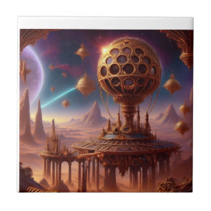 Azulejo De Cerâmica Estrutura Esférica Incomum Num Planeta Desolado