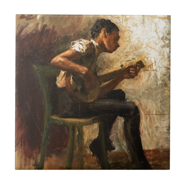 Azulejo De Cerâmica Estudo para a dança do menino do negro (Frente)