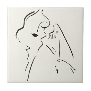 Azulejo De Cerâmica Estudo Simples - Esboço de uma Senhora