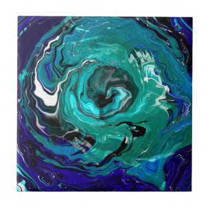 Azulejo De Cerâmica Eternidade Azul   Abstrato Art