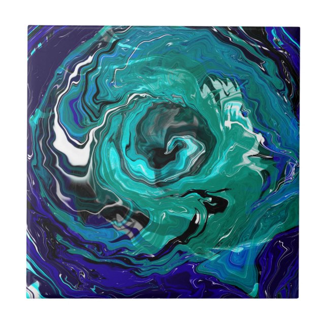 Azulejo De Cerâmica Eternidade Azul | Abstrato Art (Frente)