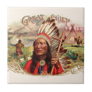 Azulejo De Cerâmica Etiqueta de Caixa de Cigarro Vintage