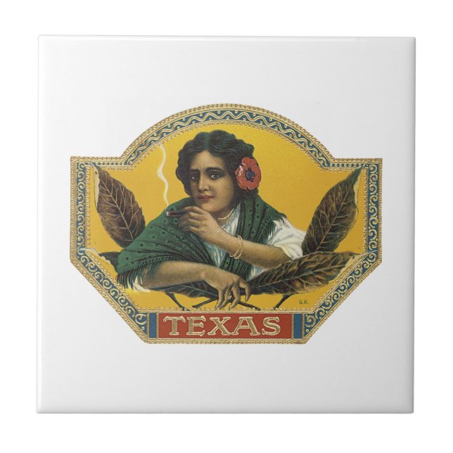 Azulejo De Cerâmica Etiqueta de Cigar do Texas (Frente)