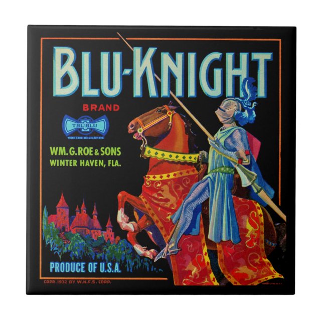 Azulejo De Cerâmica Etiqueta de Fruta do Blu Knight (Frente)
