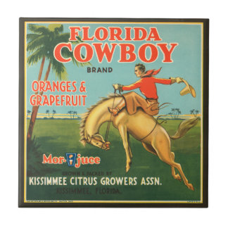 Azulejo De Cerâmica Etiqueta dos citrinos do vaqueiro de Florida do