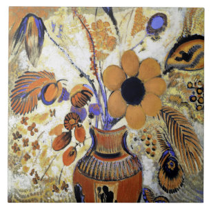 Azulejo De Cerâmica Etruscan Vase com Flores, Redon
