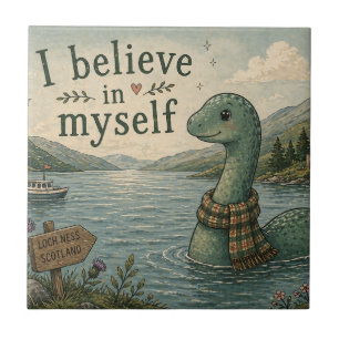 Azulejo De Cerâmica Eu acredito em mim mesmo Monstro do Lago Ness capr