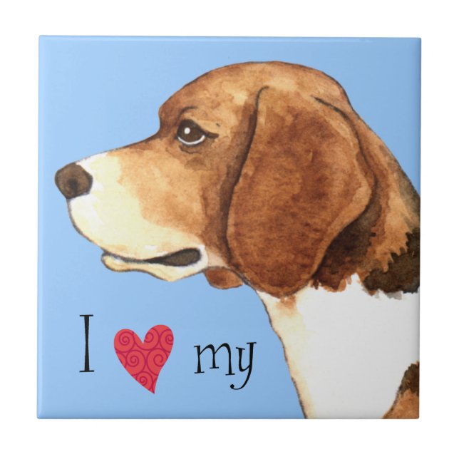 Azulejo De Cerâmica Eu Amo a minha Beagle (Frente)