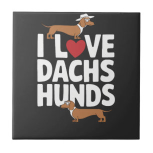 Azulejo De Cerâmica Eu Amo Dachshunds Gráfico Divertido para Amantes d
