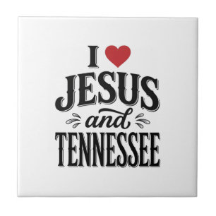 Azulejo De Cerâmica Eu Amo Jesus e Tennessee Vintage Desenho Cristão