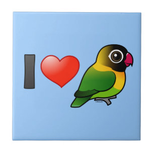 Azulejo De Cerâmica Eu amo Lovebirds mascarados