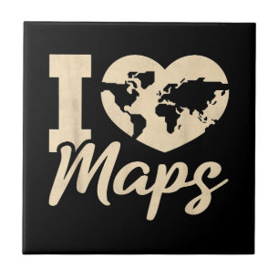 Azulejo De Cerâmica Eu Amo Mapas, Geografia