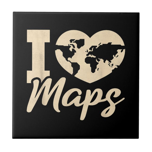 Azulejo De Cerâmica Eu Amo Mapas, Geografia (Frente)