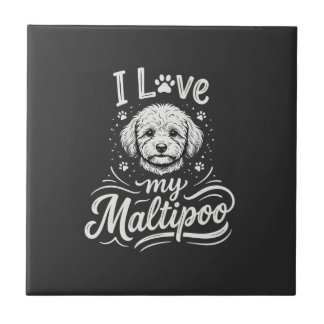 Azulejo De Cerâmica Eu Amo Meu Amante de Cachorro Maltipoo