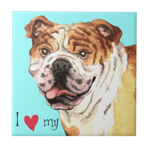 Azulejo De Cerâmica Eu amo meu Buldogue