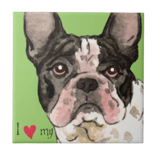 Azulejo De Cerâmica Eu amo meu Buldogue Francês