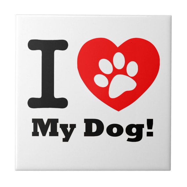 Azulejo De Cerâmica Eu amo meu cão (Frente)