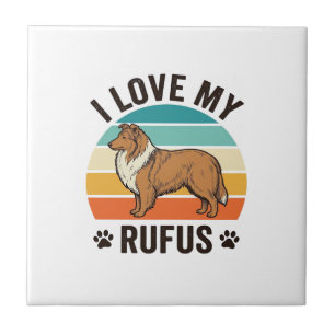 Azulejo De Cerâmica Eu Amo Meu Design de Cachorro Vintage Rufus_1