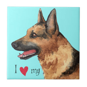 Azulejo De Cerâmica Eu amo meu German shepherd