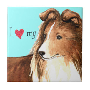 Azulejo De Cerâmica Eu amo meu Sheltie