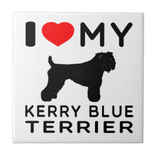 Azulejo De Cerâmica Eu amo meu terrier de azul de Kerry