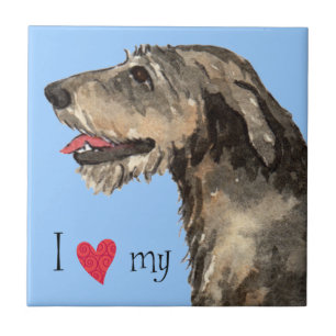 Azulejo De Cerâmica Eu amo meu Wolfhound irlandês