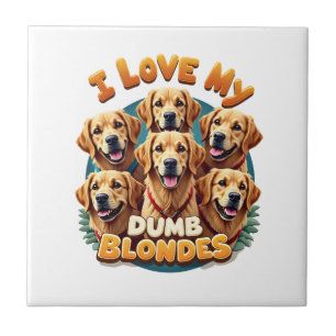 Azulejo De Cerâmica Eu Amo Meus Cães Golden Retrievers Louros Bobos Vi