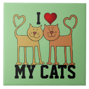 Azulejo De Cerâmica Eu Amo Meus Gatos
