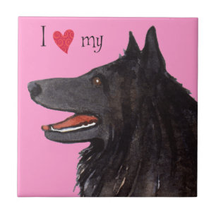 Azulejo De Cerâmica Eu Amo o meu Sheepdog Belga