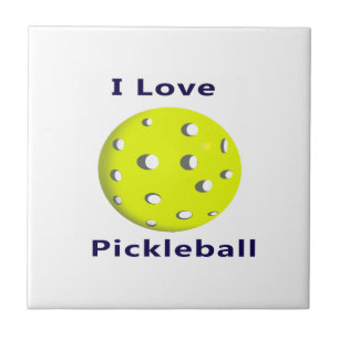 Azulejo De Cerâmica Eu amo o pickleball w ball.png amarelo