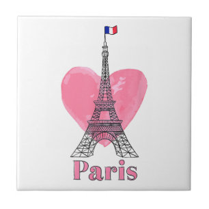 Azulejo De Cerâmica Eu Amo Paris Torre Eiffel França Presente