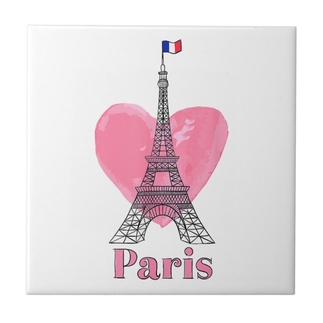Azulejo De Cerâmica Eu Amo Paris Torre Eiffel França Presente (Frente)