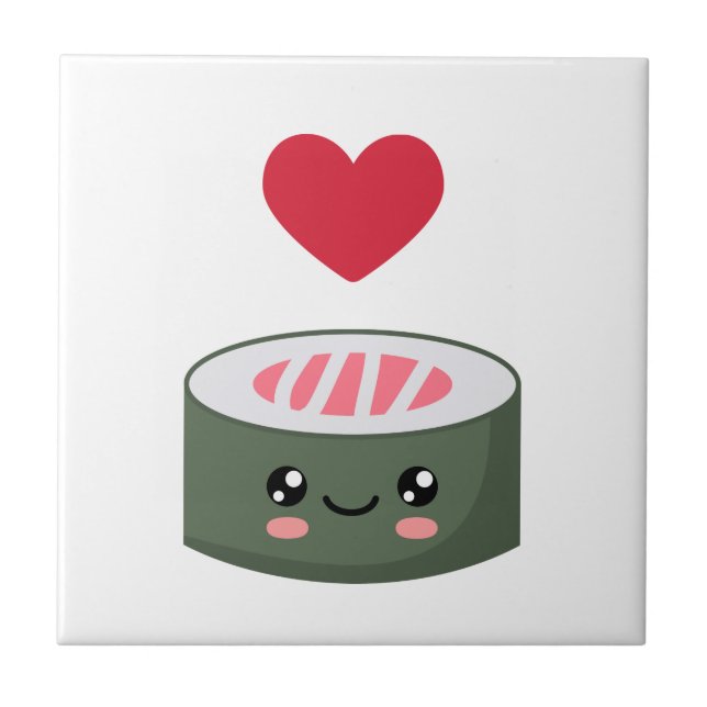 Azulejo De Cerâmica Eu amo Sushi (Frente)