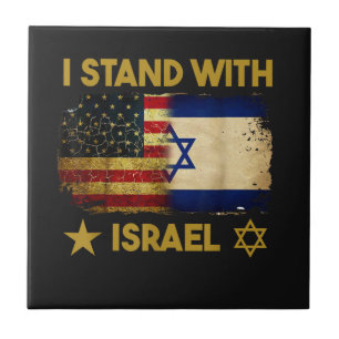 Azulejo De Cerâmica Eu Apoio Israel Bandeira da América