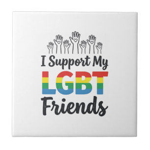 Azulejo De Cerâmica Eu Apoio Meus Amigos LGBT Orgulho Arco-Íris Vetor