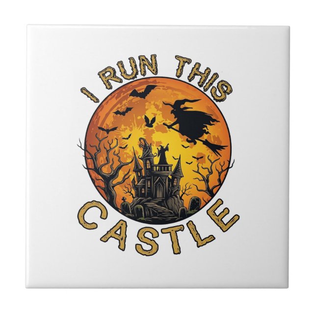 Azulejo De Cerâmica Eu executo Este Castelo Assombrado de Halloween (2 (Frente)