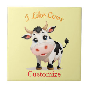 Azulejo De Cerâmica Eu Gosto De Vacas Arte Trovão_Cove