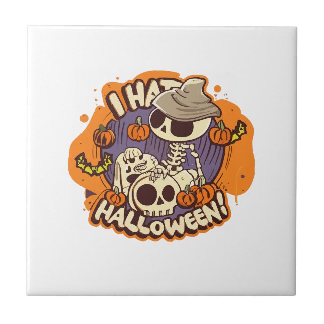 Azulejo De Cerâmica eu odeio o halloween (Frente)
