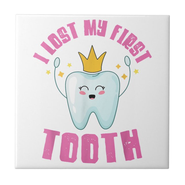Azulejo De Cerâmica Eu Perdi Meu Primeiro Dente Dentes Caíram Presente (Frente)