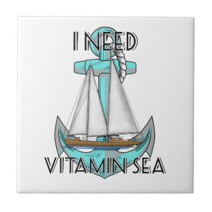 Azulejo De Cerâmica Eu preciso o veleiro náutico do mar da vitamina