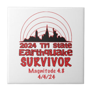 Azulejo De Cerâmica Eu sobrevivi ao Triplo Estado do Terremoto NYC 202
