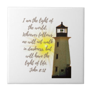 Azulejo De Cerâmica Eu sou o Light John 8:12 com Light House