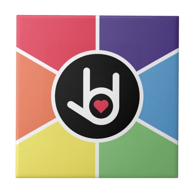 Azulejo De Cerâmica Eu Te Amo Arco-Íris (Frente)