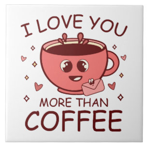 Azulejo De Cerâmica Eu Te Amo Mais Do Que Café