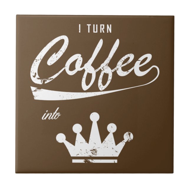 Azulejo De Cerâmica Eu Transformo Café Em KOMs (Frente)