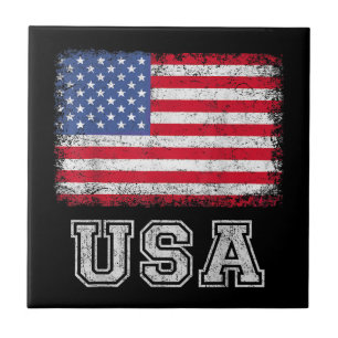 Azulejo De Cerâmica EUA Bandeira Patriótica Americana Para Homens Meni