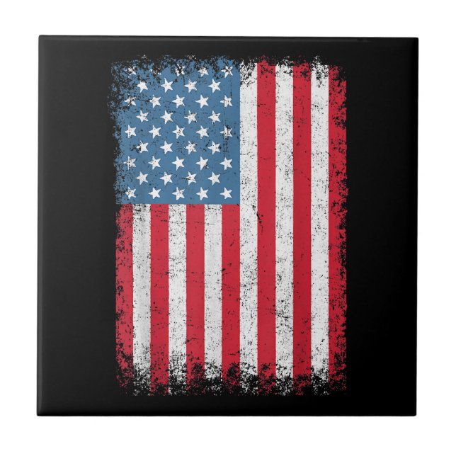 Azulejo De Cerâmica EUA Bandeira Patriótica Americana Para Homens Meni (Frente)
