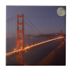 Azulejo De Cerâmica EUA, Califórnia, Marin. Moonrise acima do