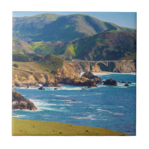 Azulejo De Cerâmica EUA, Califórnia. Panorama de Big Sur com Bixby