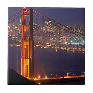 Azulejo De Cerâmica EUA, Califórnia. Ponte Golden Gate à Noite
